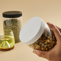 Pot alimentaire rond transparent en PET, 100 mm de large, avec couvercle à vis, qualité alimentaire, 1000 ml, pour l'emballage de fruits secs, d'épices et de thé
