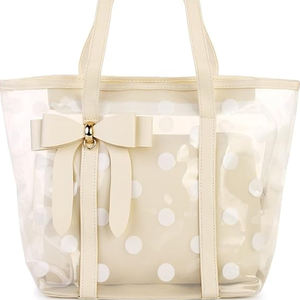 Bolso Tote Transparente <span class=keywords><strong>de</strong></span> PVC con Lazo, Gran Capacidad, Diseño <span class=keywords><strong>de</strong></span> Puntos, con Bolsa Interior, Venta al Por Mayor - Product Image 2