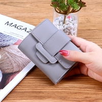 Dompet wanita Korea versi baru warna polos dengan tali serut, diskon 30%, dompet koin wanita, clutch, dompet pendek pelajar, model tipis