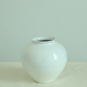 Vaso di ceramica grossolana disegnato a mano vaso di luna bianca con ornamento di fiori secchi fiori sollevati in acqua nel soggiorno - Product Image 4