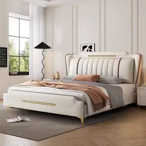 Lit en bois d'hôtel avec cadre de conception de meubles fournisseur de meubles de Offre Spéciale chambre d'hôtel lit simple tête souple en cuir