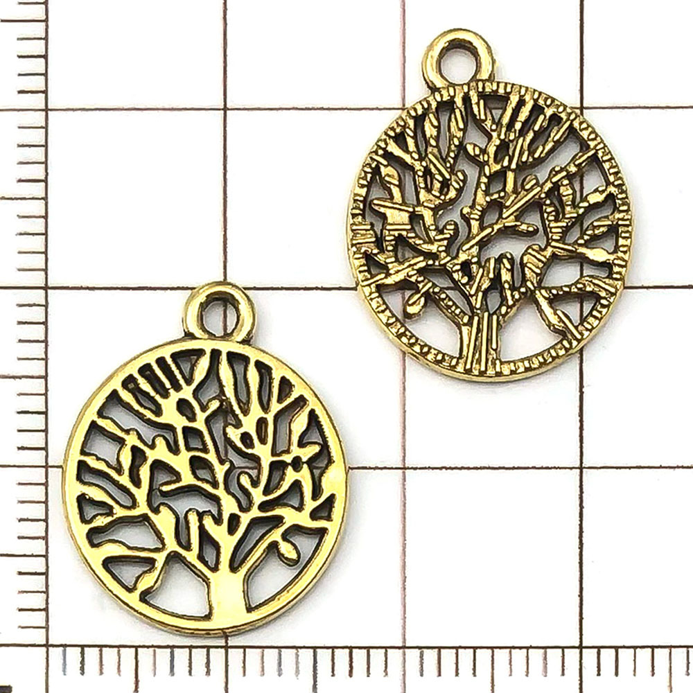 1 Arbre de Vie Rond en Or Antique - 1,3g - 20*16mm - 19869