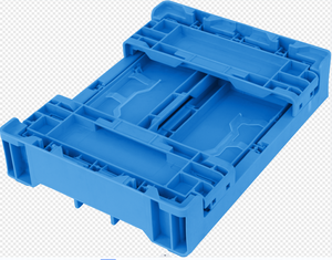 Foldable large plastic crates bins stackable turnover box with lid industrial moving collapsible crate