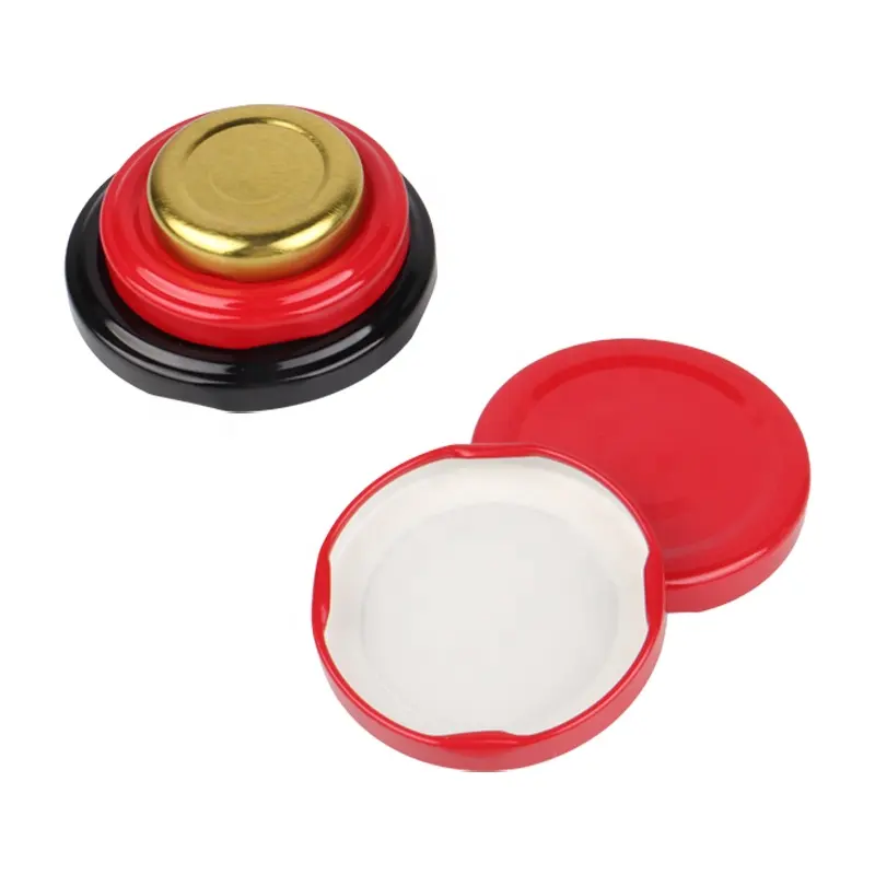 High Quality Size 38# 38mm Silver Metal Twist Off Lids Tinplate Caps With Safety Button For Sauce Bottles