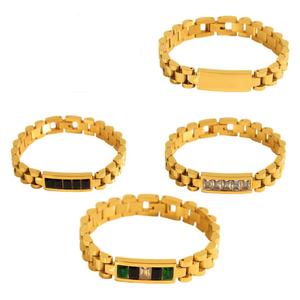 Fashion Chain Link <b>Bracelet</b> Gold Tone Zinc Alloy Channel <b>Set</b> Zirconia Geometric Unisex Jewelry - Product Image 5