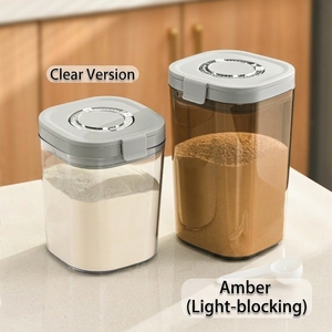 Récipient de stockage alimentaire hermétique avec cuillère, sans BPA, boîte scellée empilable, pot de conservation pour aliments secs, sucre, farine, grains de café - Product Image 2