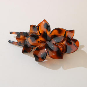 Pince à cheveux coréenne givrée motif floral, couleur unie, type bec de canard, pour l'été - Product Image 5