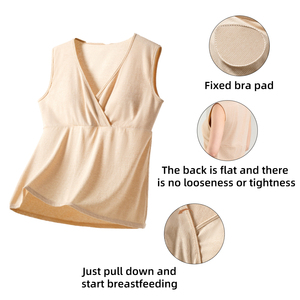 T-shirts de maternité extensibles personnalisés avec logo OEM pour l'allaitement, à ourlet arrondi, pour la grossesse, et débardeurs de nuit d'allaitement - Product Image 2