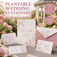 Garten-Hochzeits-Set mit Pflanzbarem Samenpapier, Romantisches Garten-Hochzeits-Briefpapier-Set, Destination-Garten-Kit