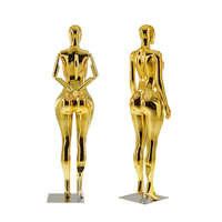Mannequin féminin de luxe doré métallisé, corps entier, courbes BBL, pour présentation en boutique de détail, accessoires personnalisés