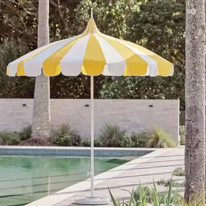 BR 라운드 파고다 캘리포니아 수영장 우산 8.5ft, 야외 알루미늄 센터 폴 대형 시장 뒤뜰 파티오 테이블 태양 파라솔 그늘