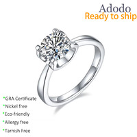 Bagues Solitaires en Moissanite VVS Taille Ronde de 0,5 à 3 Carats en Argent S925 pour Femme, Bijoux de Fiançailles et de Mariage