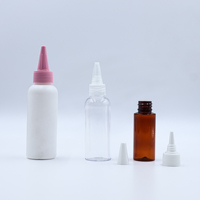 Personnalisation en gros 30ml 60ml 120ml bouteilles à presser de buse d'huile de cheveux pointues en plastique cylindrique avec bouchons torsadés