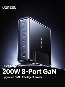 UGREEN 200W GaN สถานีชาร์จแบบตั้งโต๊ะ 8 พอร์ต 6USB‑C+2USB‑A เครื่องชาร์จเร็วแบบหลายพอร์ตสำหรับแล็ปท็อปโทรศัพท์แท็บเล็ต - Product Image 3