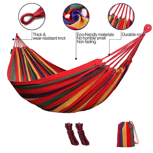 Colorful Cotton <strong>Hammock</strong> Comfortable Portable Swing with Travel Bag for Indoor and <strong>Outdoor</strong> Camping <strong>Wood</strong> and Mesh Material - Product Image 2