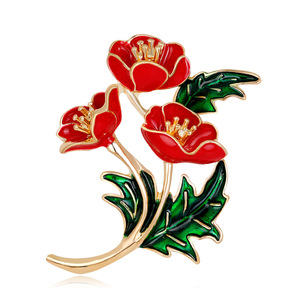 Broche de cor vermelha coreana para papoulas, broche de alho e alho de cor vermelha para mulheres, com óleo de gotejamento e cravo - Product Image 1