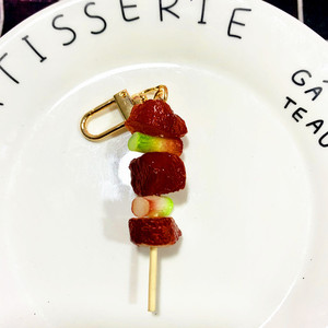 Porte-clés en PVC, simulation de nourriture : brochettes de viande <span class=keywords><strong>barbecue</strong></span>, tentacules de calmar, gluten Kanten - Product Image 6