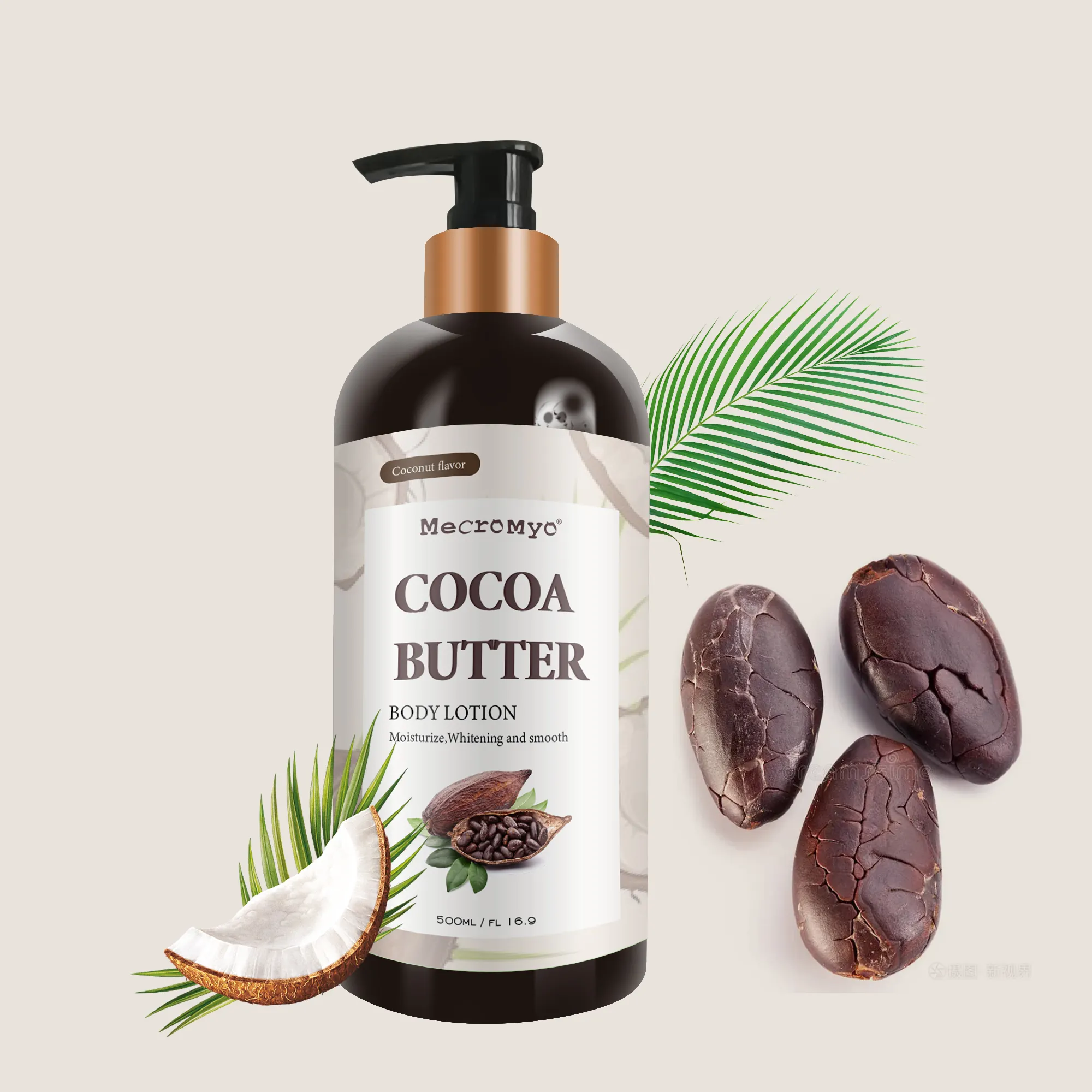 OEM/ODM Private Label Feuchtigkeit spendende pflegende aufhellende Kokosnuss-Kakaobutter-Körper lotion White ning Body Lotion