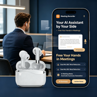 Écouteurs de jeu sans fil intra-auriculaires Mini TWS avec réduction de bruit active (ANC) et environnementale (ENC), et application d'assistant IA pour le sport et la musique