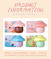 Baume à lèvres hydratant teinté rose saveur cerise pour femme avec motif champignon mignon, taille standard