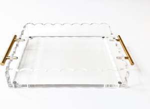 Vassoio in Acrilico Trasparente 10 X 12 con Manici Bronzo, Cuscinetti Antiscivolo e Tappetino Magnetico per Foto, Arte e Messaggi - Product Image 2