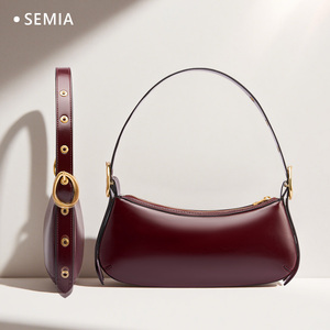 <span class=keywords><strong>Bolso</strong></span> Bandolera de Cuero de Moda para <span class=keywords><strong>Mujer</strong></span> con Doble <span class=keywords><strong>Cadena</strong></span> Desmontable, Forro de Poliéster y Cierre de Cremallera - Product Image 1