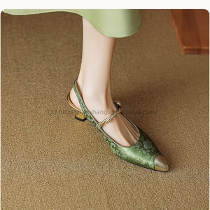Dropshipping Escarpins et Sandales à Talons Hauts pour Femme, Tendance, en Soie Camouflage avec Nœud, Ornées de Strass Scintillants et à Lanières - Product Image 1
