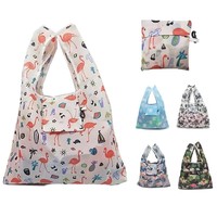Sac de courses pliable réutilisable en polyester, écologique, avec pochette de rangement intégrée et mousqueton, impression personnalisée, vente en gros