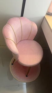 Shell Shaped Velvet Vanity Chair Gold Metal Legs Upholstered Accent Makeup Dressing <b>Stool</b> - Product Image 4
