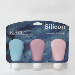 Set de viaje de botellas de silicona ecológicas, fáciles de transportar, para champú, botella de silicona suave y flexible. - Product Image 1
