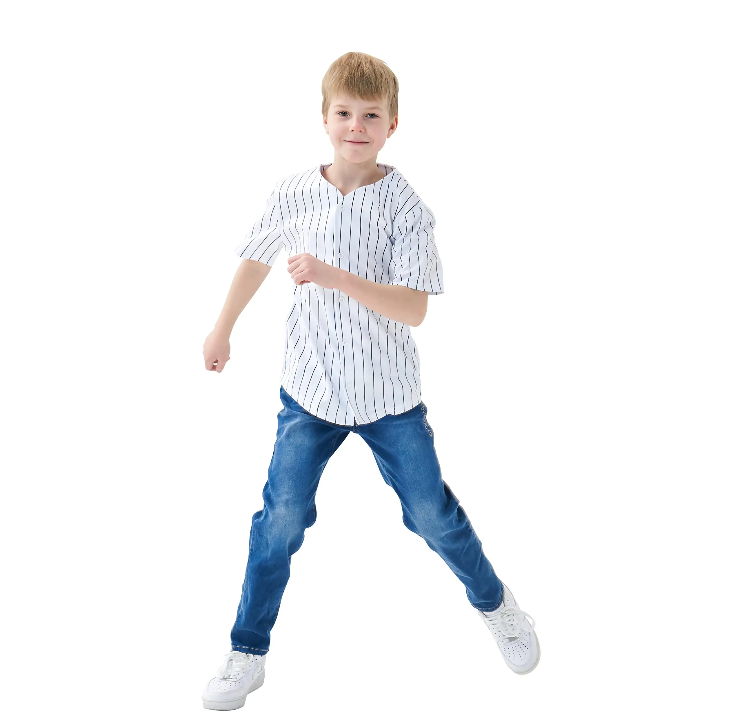 Jersey bisbol anak, kemeja kancing padat, seragam olahraga untuk anak laki-laki Gril Softball