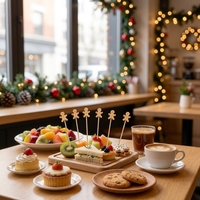 Kerstman van peperkoek, cartoon, bamboe, biologisch afbreekbaar, 13cm cocktailprikkers & fruitprikkers, 100 stuks per zak