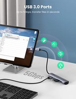 Adaptador Hub USB C 5 en 1 UGREEN, Adaptador USB C a HDMI 4K 30Hz, 4 Puertos USB 3.0, Adaptador Multipuerto Tipo C, Transferencia de Datos de Alta Velocidad