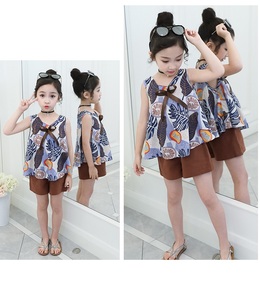 Vente flash : un ensemble deux pièces pour filles, style coréen, sans manches, imprimé sport, été, pour adolescentes, fabriqué en Chine - Product Image 5