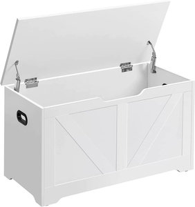 <span class=keywords><strong>Coffre</strong></span> de rangement en bois 15.7x31.5x18.1 pouces <span class=keywords><strong>Style</strong></span> ferme 2 charnières de sécurité banc de rangement pour entrée chambre salon - Product Image 1