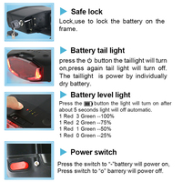 Batterie de porte-bagages arrière de grande capacité 36V 48V 10Ah 13Ah 17,5 Ah Batterie de vélo électrique 350W 500W Batterie au lithium-ion