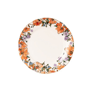 Service de vaisselle en porcelaine fine - Motif floral orange, ensemble de 3 pièces (assiettes et bols) - Product Image 6