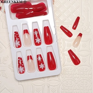 24pcs Collection de Noël Appuyez sur les ongles avec des motifs de flocon de neige Amande et T Forme Private Label Designed Tips - Product Image 2