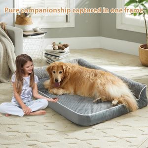 Wholesale Custom Modern Rectangle Grey Plush Velvet Orthopedic Calming <b>Large</b> Dog Bed Cooling Fabric Deep Sleep Pet Bed <b>Mat</b> - Product Image 4