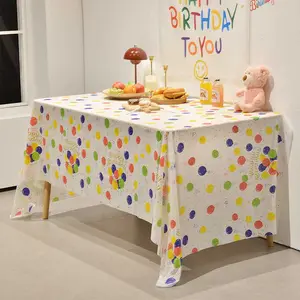 137*274CM parti masa örtüsü Peva tek kullanımlık mutlu doğum günü bebek dekorasyon tek kullanımlık parti masa örtüsü
