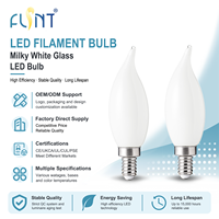 Timeless Decor CA11 Milchweiße Dimmbare LED-Filament-Kerzenlampe 2W E12/E14 Glaslampe 2700K/3000K CRI90 250 Lumen