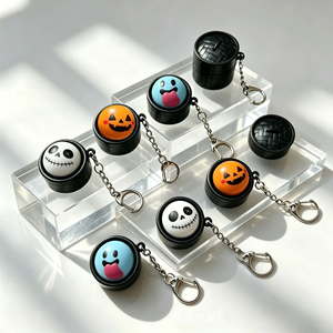 <b>Light</b> <b>up</b> Halloween Bun Keyring Fidget Toys Sensory Toys LED Dumpling Press Button <b>Keyboard</b> Keychain Cute Bag Charm - Product Image 2