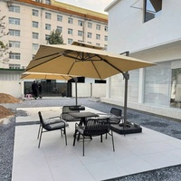 Parasol de plage romain cantilever renforcé à ouverture manuelle, grand parasol d'extérieur déporté, base en marbre robuste, protection UV UPF 50+