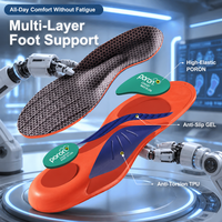 Semelles de sport Poron à soutien complet de la voûte plantaire, en gel TPU, absorbant les chocs, haute élasticité, inserts de chaussures athlétiques, conception anti-torsion