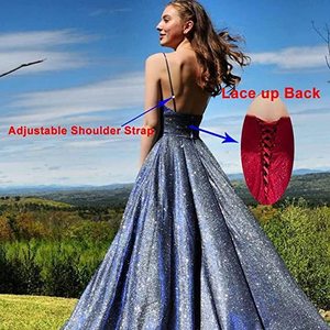 Evening Gown V-Neck A-Line Satin Empire Waist Backless Long Dress For Banquet Party - Product Image 2