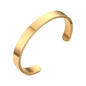 Atacado Polido Gravável De Aço Inoxidável Oval Bangle Pulseira Arrubada Para As Mulheres Homens Presente Diy Gravura