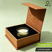 Boîte cadeau magnétique rigide sur mesure pour bougies, emballage en matériaux recyclés, logo personnalisé, finition noir et or, laminage mat