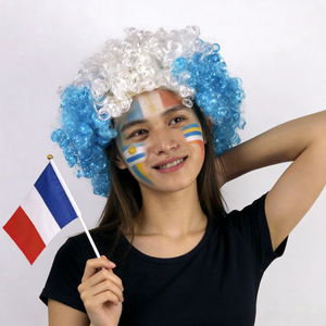 Crazy Fans Wigs 2026 Soccer Fan Decoration Hair Wigs For Carnival Funny World Football Cup Game Props Flag Color Wigs