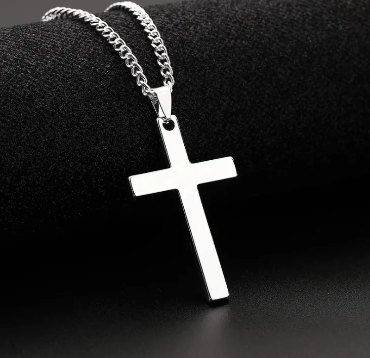 fashion custom classic stainless steel 18K gold Jesus cross necklace for men and women religious jewelry