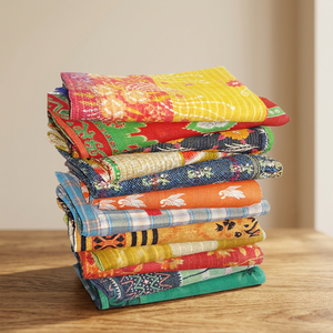 Wholesale Lot Of <b>Indian</b> Cotton Sari Patchwork Vintage Kantha Bedspread - Product Image 3